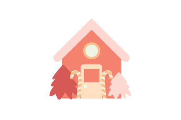 A Pink Gingerbread House Design for Christmas Crafts & Digital Selling