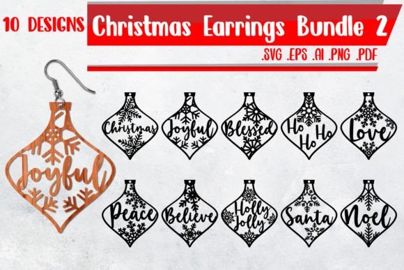 Christmas Earrings Bundle for Laser-Cut Branding & Packaging