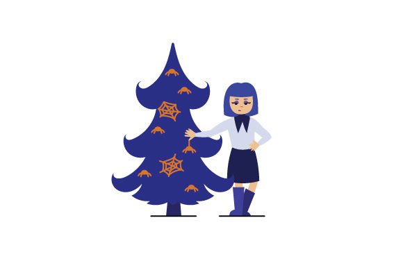 Crafting a Dark Christmas Tree with a Festive Girl