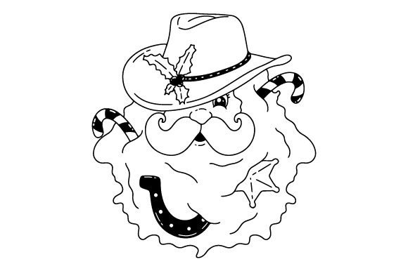 Farmhouse Christmas Country Santa Line Art for Crafts