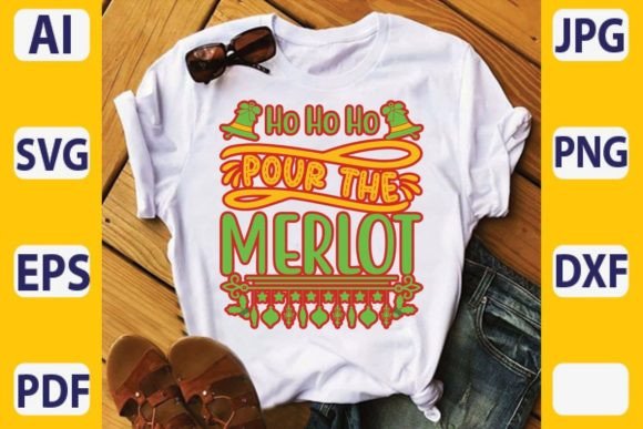Hohoho Pour the Merlot: A Graphics Asset for Seasonal Print Templates
