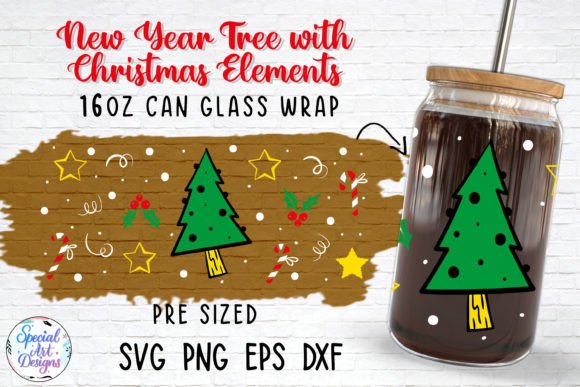 New Year Tree Wrap: A Graphic Design Asset for Crafts