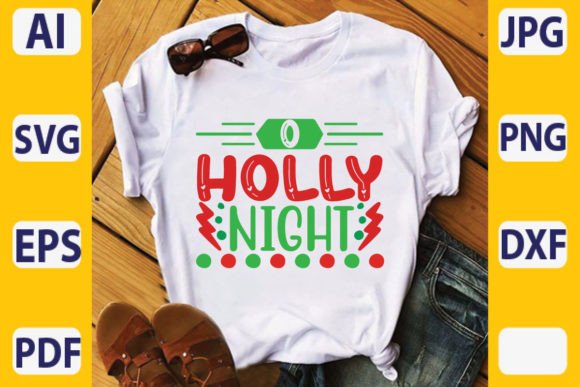 O Holly Night Graphics for Print Templates & Holiday Projects
