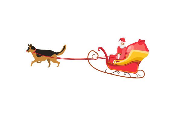 Santa Claus in Sled: A German Shepherd's Holiday Ride