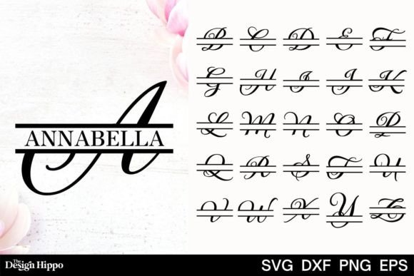 Split Monogram Letters SVG Fancy Font for Professional Graphics & Crafts